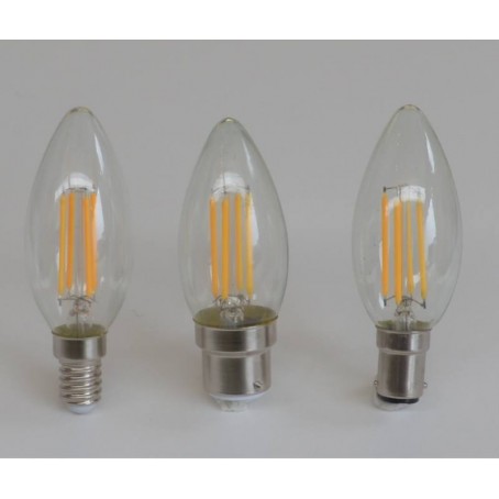 390 lumen, 4-watt LED filament candle bulb